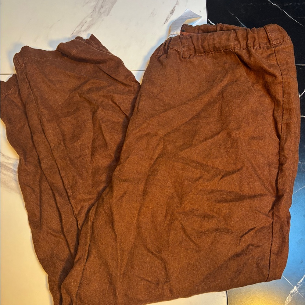 Quince 100% European Linen Pants Chocolate Brown - Picture 5 of 8